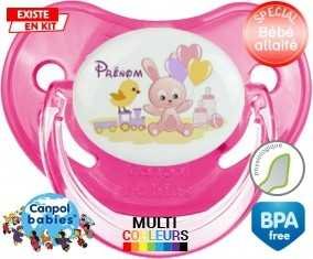 Lapin train + prénom: Sucette Physiologique-su7.fr