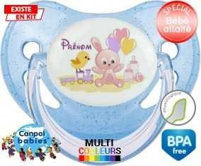 Lapin train + prénom: Sucette Physiologique-su7.fr