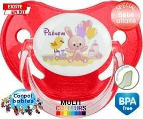 Lapin train + prénom: Sucette Physiologique-su7.fr