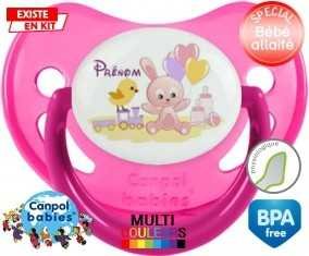 Lapin train + prénom: Sucette Physiologique-su7.fr