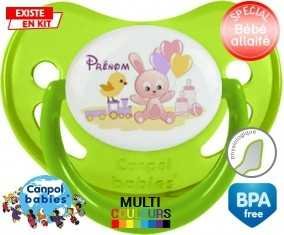 Lapin train + prénom: Sucette Physiologique-su7.fr