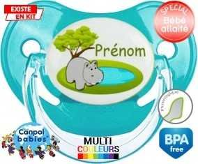 Hypopotame + prénom : Tétine Physiologique personnalisée