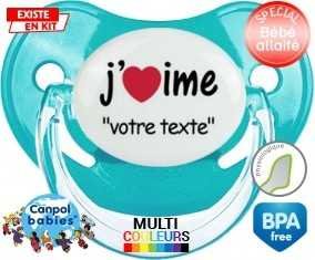 J'aime style2 + prénom : Sucette Physiologique personnalisée