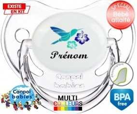 Oiseau et fleur (garçon) + prénom : Sucette Physiologique