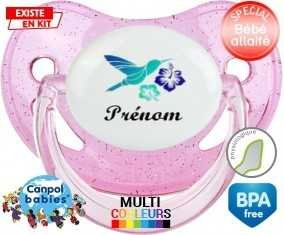 Oiseau et fleur (garçon) + prénom: Sucette Physiologique-su7.fr