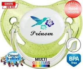 Oiseau et fleur (garçon) + prénom: Sucette Physiologique-su7.fr