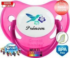 Oiseau et fleur (garçon) + prénom: Sucette Physiologique-su7.fr