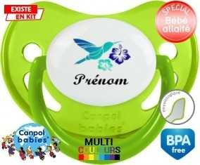 Oiseau et fleur (garçon) + prénom: Sucette Physiologique-su7.fr