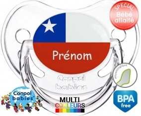 Drapeau chili + prénom: Sucette Physiologique-su7.fr