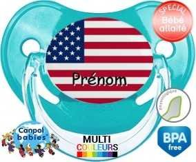 Drapeau etats unis + prénom : Sucette Physiologique personnalisée