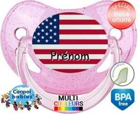 Drapeau etats unis + prénom: Sucette Physiologique-su7.fr