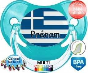 Drapeau grèce + prénom : Sucette Physiologique personnalisée