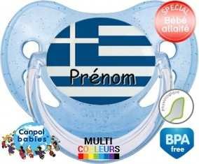 Drapeau grèce + prénom: Sucette Physiologique-su7.fr