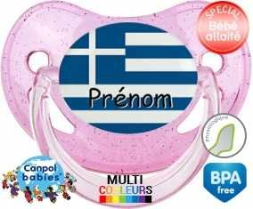 Drapeau grèce + prénom: Sucette Physiologique-su7.fr