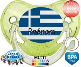 Drapeau grèce + prénom: Sucette Physiologique-su7.fr