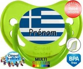 Drapeau grèce + prénom: Sucette Physiologique-su7.fr