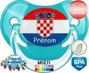 Tetine Drapeau croatie + prénom embout Physiologique personnalisée