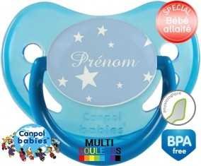 Étoile sur fond bleu + prénom: Sucette Physiologique-su7.fr