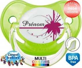 Fleur rose + prénom: Sucette Physiologique-su7.fr