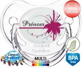 Fleur rose + prénom: Sucette Physiologique-su7.fr