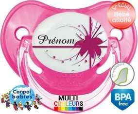 Fleur rose + prénom: Sucette Physiologique-su7.fr