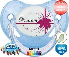 Fleur rose + prénom: Sucette Physiologique-su7.fr
