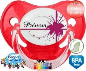 Fleur rose + prénom: Sucette Physiologique-su7.fr