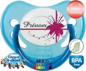 Fleur rose + prénom: Sucette Physiologique-su7.fr