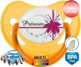 Fleur rose + prénom: Sucette Physiologique-su7.fr