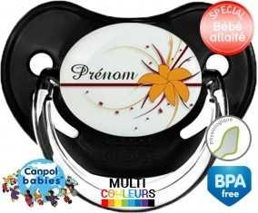 Fleur orange + prénom: Sucette Physiologique-su7.fr