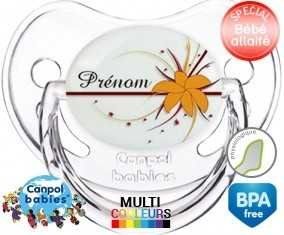Fleur orange + prénom: Sucette Physiologique-su7.fr