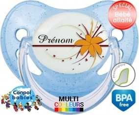 Fleur orange + prénom: Sucette Physiologique-su7.fr