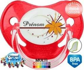 Fleur orange + prénom: Sucette Physiologique-su7.fr