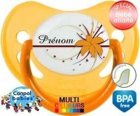 Fleur orange + prénom: Sucette Physiologique-su7.fr