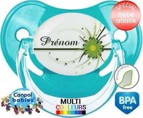 Fleur verte + prénom: Sucette Physiologique-su7.fr