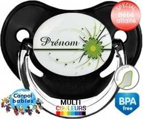 Fleur verte + prénom: Sucette Physiologique-su7.fr