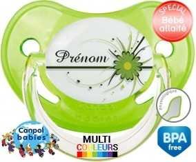 Fleur verte + prénom: Sucette Physiologique-su7.fr