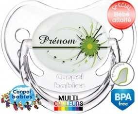 Fleur verte + prénom: Sucette Physiologique-su7.fr