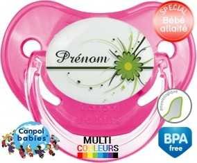 Fleur verte + prénom: Sucette Physiologique-su7.fr