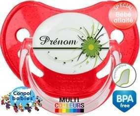 Fleur verte + prénom: Sucette Physiologique-su7.fr