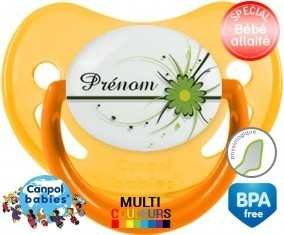 Fleur verte + prénom: Sucette Physiologique-su7.fr