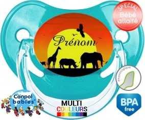 Tetine Couche de soleil + prénom embout Physiologique personnalisée