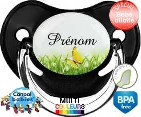 Papillon vert + prénom: Sucette Physiologique-su7.fr