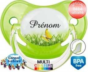 Papillon vert + prénom: Sucette Physiologique-su7.fr