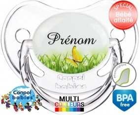 Papillon vert + prénom: Sucette Physiologique-su7.fr