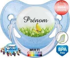 Papillon vert + prénom: Sucette Physiologique-su7.fr