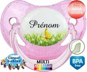 Papillon vert + prénom: Sucette Physiologique-su7.fr