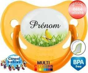 Papillon vert + prénom: Sucette Physiologique-su7.fr