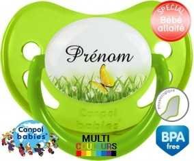 Papillon vert + prénom: Sucette Physiologique-su7.fr