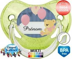 Ourson et ballon + prénom: Sucette Physiologique-su7.fr